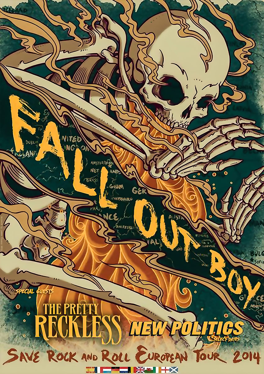 Fall Out Boy Save Rock and Roll Tour Poster Canvas Print & Wall Art - AI PRINT LAB